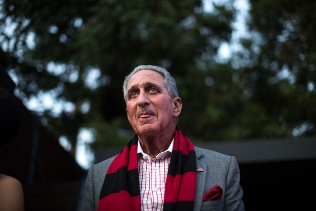 Atlanta Falcons owner Arthur Blank attends a party at which Atlanta United FC was announced as the name of an MLS soccer expansion team, Tuesday, July 7, 2015, in Atlanta. The team is scheduled to begin to play in 2017 at the city's new retractable-roof stadium. (AP Photo/Branden Camp)