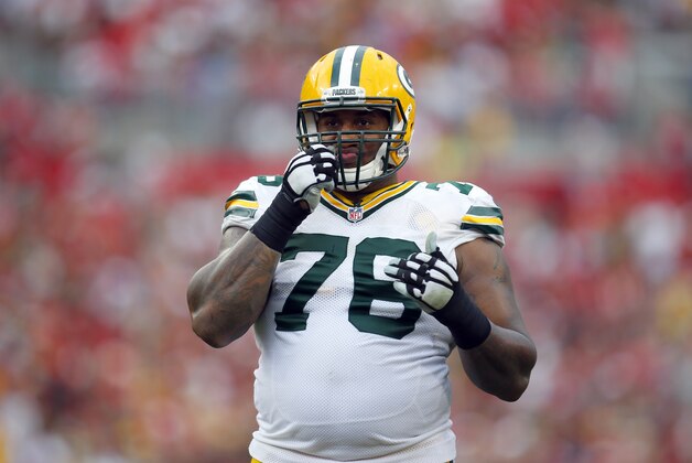Green Bay Packers defensive end Mike Daniels (76) looks toward the bench during an NFL football game against the Tampa Bay Buccaneers Sunday, Dec. 21, 2014, in Tampa, Fla. The Packers won 20-3. (Jeff Haynes/AP Images for Panini)