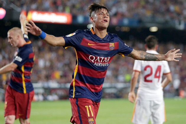 Neymar da Silva Santos Junior of FC Barcelona during the Joan Gamper Trophy match between Barcelona and AS Roma on August 5, 2015 at the Camp Nou stadium in Barcelona, Spain.(Photo by VI Images via Getty Images)