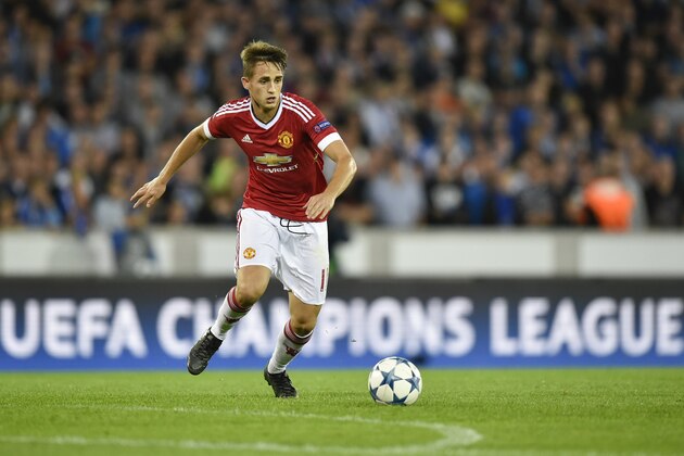 Manchester's Adnan Januzaj controls the ball during the UEFA Champions League playoff football match between Club Brugge and Manchester United at Jan Breydel stadium in Bruges, on August 26, 2015. AFP PHOTO/ JOHN THYS        (Photo credit should read JOHN THYS/AFP/Getty Images)