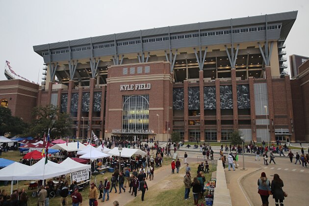 HOUSTON, TX - NOVEMBER 15: Fans tailgate outside Kyle Field before the Texas A&M Aggies played the Missouri Tigers in a NCAA football game on November 15, 2014 at Kyle Field in College Station, Texas. Missouri Tigers won 34-27.(Photo by Thomas B. Shea/Getty Images)