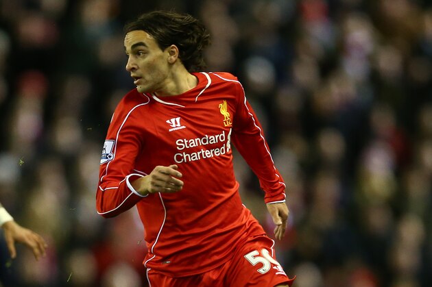 LIVERPOOL, ENGLAND - JANUARY 01:  Lazar Markovic of Liverpool in action during the Barclays Premier League match between Liverpool and Leicester City at Anfield on January 1, 2015 in Liverpool, England.  (Photo by Clive Brunskill/Getty Images)