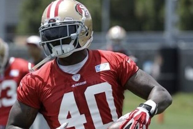 San Francisco 49ers running back Kendall Gaskins runs during practice at an NFL football facility in Santa Clara, Calif., Friday, May 29, 2015. (AP Photo/Jeff Chiu)