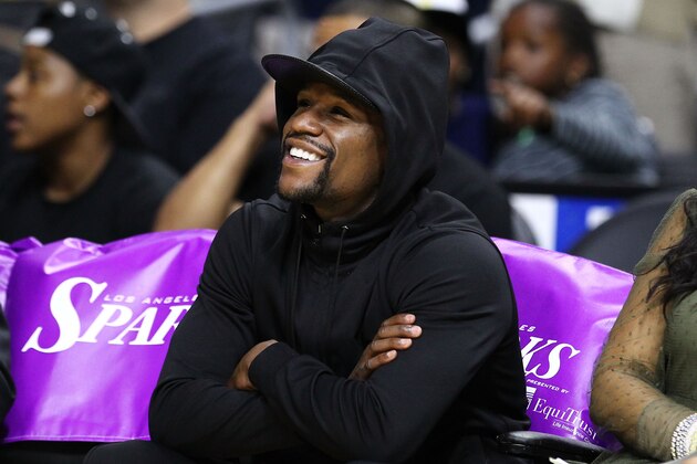 LOS ANGELES, CA - AUGUST 06:  Boxing Champ Floyd 'Money' Mayweather attended the Tulsa Shock vs the Los Angeles Sparks in a WNBA game at Staples Center on August 6, 2015 in Los Angeles, California.  (Photo by Leon Bennett/Getty Images)