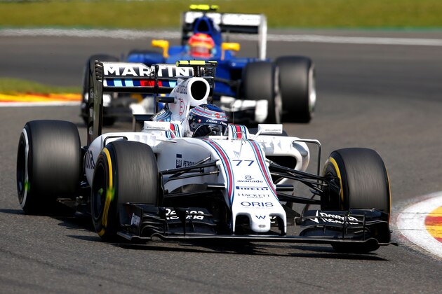 SPA, BELGIUM - AUGUST 23:  Valtteri Bottas of Finland and Williams drives during the Formula One Grand Prix of Belgium at Circuit de Spa-Francorchamps on August 23, 2015 in Spa, Belgium.  (Photo by Charles Coates/Getty Images)