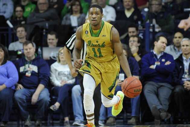 Notre Dame guard Demetrius Jackson (11) drives up court during action in an NCAA college basketball game Saturday March 7, 2015 in South Bend, Ind. (AP Photo/Joe Raymond)