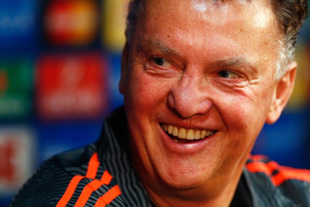 BRUGGE, BELGIUM - AUGUST 25:  Manager Louis van Gaal of Manchester United speaks during the Manchester United press conference held at Jan Breydel Stadium on August 25, 2015 in Brugge, Belgium.  (Photo by Dean Mouhtaropoulos/Getty Images)