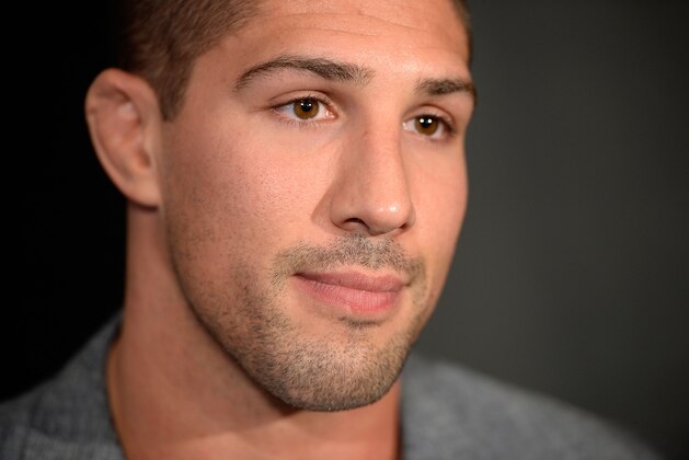 TORONTO, CANADA - SEPTEMBER 19:  UFC heavyweight Brendan Schaub speaks with the media during the UFC 165 Ultimate Media Day at the Shangri-La Hotel on September 19, 2013 in Toronto, Ontario, Canada. (Photo by Jeff Bottari/Zuffa LLC/Zuffa LLC via Getty Images)