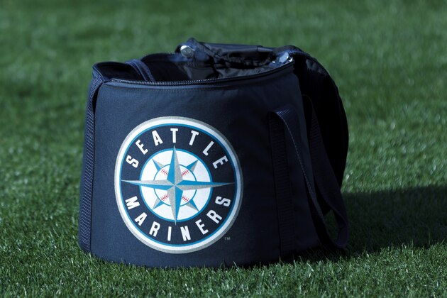 OAKLAND, CA - APRIL 03:  Detailed view of a Seattle Mariners logo baseball bag on the field before the game against the Oakland Athletics at O.co Coliseum on April 3, 2014 in Oakland, California. The Oakland Athletics defeated the Seattle Mariners 3-2 in 12 innings.  (Photo by Jason O. Watson/Getty Images)