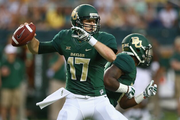 WACO, TX - SEPTEMBER 06:  Seth Russell #17 of the Baylor Bears throws against the Northwestern State Demons at McLane Stadium on September 6, 2014 in Waco, Texas.  (Photo by Ronald Martinez/Getty Images)