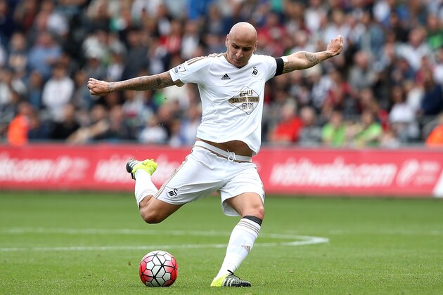 SWANSEA, WALES - AUGUST 15:  Jonjo Shelvey of Swansea City during the Barclays Premier League match between Swansea City and Newcastle United at Liberty Stadium on August 15, 2015 in Swansea, Wales.  (Photo by Jan Kruger/Getty Images)