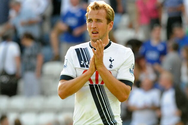 Tottenham’s Harry Kane during the English Premier League soccer match between Leicester City and Tottenham Hotspur at the King Power Stadium, Leicester, England, Saturday, Aug. 22, 2015. (AP Photo/Rui Vieira)