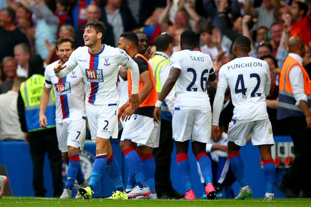LONDON, ENGLAND - AUGUST 29:  Joel Ward of Crystal Palace celebrates scoring his team's second goal during the Barclays Premier League match between Chelsea and Crystal Palace at Stamford Bridge on August 29, 2015 in London, England.  (Photo by Paul Gilham/Getty Images)