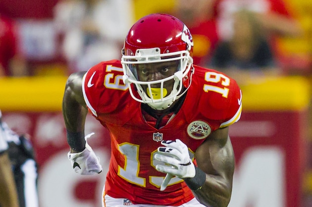 Kansas City Chiefs wide receiver Jeremy Maclin (19) runs down field during an NFL game against the Seattle Seahawks on Friday Aug. 21, 2015 at Arrowhead Stadium in Kansas City, Mo. (AP Photo/TUSP, Jay Biggerstaff)