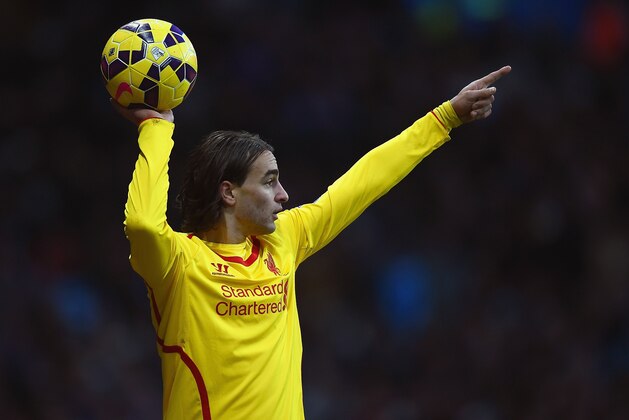BIRMINGHAM, ENGLAND - JANUARY 17:  Lazar Markovic of Liverpool takes a throw in during the Barclays Premier League match between Aston Villa and Liverpool at Villa Park on January 17, 2015 in Birmingham, England.  (Photo by Laurence Griffiths/Getty Images)