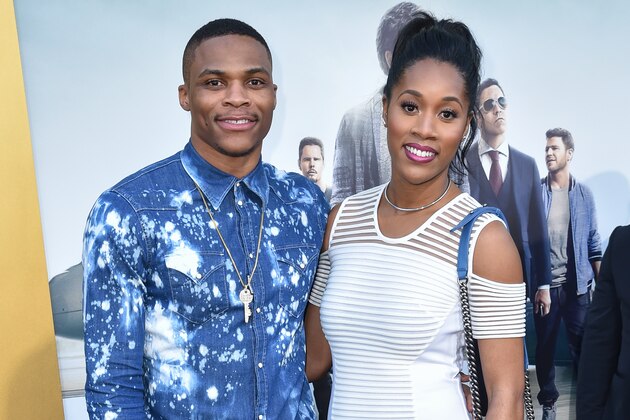 Russell Westbrook, left and Nina Earl arrive at the LA Premiere Of