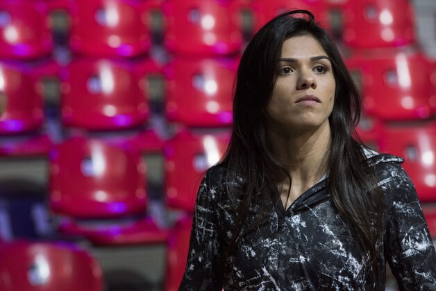 RIO DE JANEIRO, BRAZIL - JULY 31:  Claudia Gadelha of Brazil waits backstage during the UFC 190 weigh-in event at the HSBC Arena on July 31, 2015 in Rio de Janeiro, Brazil.  (Photo by Mike Roach/Zuffa LLC/Zuffa LLC via Getty Images)