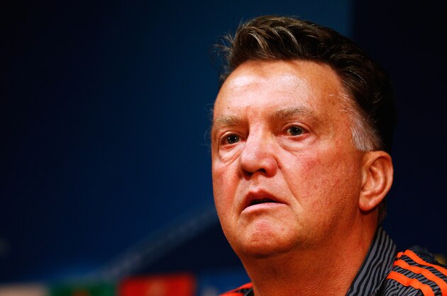 BRUGGE, BELGIUM - AUGUST 25:  Manchester United Head Coach / Manager, Louis van Gaal speaks during the Manchester United press conference held at Jan Breydel Stadium on August 25, 2015 in Brugge, Belgium.  (Photo by Dean Mouhtaropoulos/Getty Images)