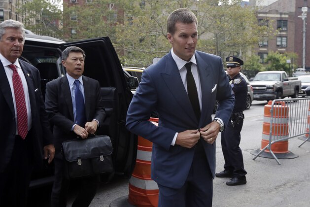 New England Patriots quarterback Tom Brady arrives at Federal court in New York,  Monday, Aug. 31, 2015. Even as negotiations aimed at settling