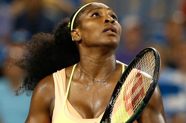 Aug 22, 2015; Cincinnati, OH, USA; Serena Williams (USA) in the semifinals during the Western and Southern Open tennis tournament at the Linder Family Tennis Center. Mandatory Credit: Aaron Doster-USA TODAY Sports