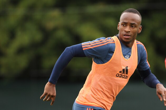WALSALL, ENGLAND - AUGUST 18:  Saido Berahino of West Bromwich Albion during the West Bromwich Albion training session at West Bromwich Albion Training Ground on August 18, 2015 in Walsall, England.  (Photo by Matthew Ashton - AMA/Getty Images)