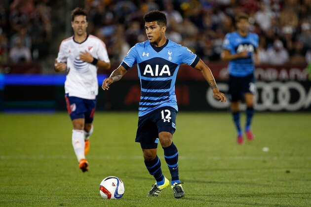 COMMERCE CITY, CO - JULY 29:  DeAndre Yedlin #12 of Tottenham Hotspur controls the ball against the MLS All-Stars during the 2015 AT&T Major League Soccer All-Star game at Dick's Sporting Goods Park on July 29, 2015 in Commerce City, Colorado. The MLS All-Stars defeated Tottenham Hotspur 2-1.  (Photo by Doug Pensinger/Getty Images)