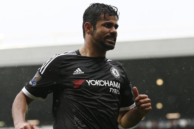 Chelsea's Brazilian-born Spanish striker Diego Costa reacts during the English Premier League football match between West Bromwich Albion and Chelsea at The Hawthorns in West Bromwich, central England on August 23, 2015. AFP PHOTO / JUSTIN TALLIS

RESTRICTED TO EDITORIAL USE. No use with unauthorized audio, video, data, fixture lists, club/league logos or 'live' services. Online in-match use limited to 75 images, no video emulation. No use in betting, games or single club/league/player publications.        (Photo credit should read JUSTIN TALLIS/AFP/Getty Images)