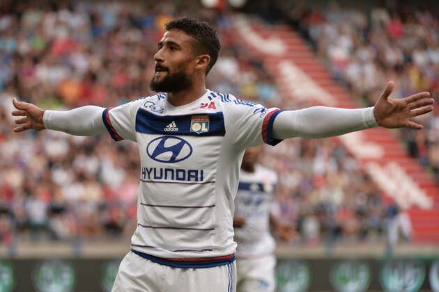 Lyon's French midfielder Nabil Fekir celebrates after scoring a goal during the French L1 football match between Caen (SM Caen) and Olympique Lyonnais, on August 29, 2015, at the Michel d'Ornano stadium, in Caen, western France. AFP PHOTO/ JEAN-FRANCOIS MONIER        (Photo credit should read JEAN-FRANCOIS MONIER/AFP/Getty Images)