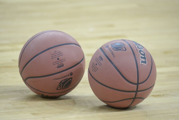 Mar 19, 2014; Spokane, WA, USA; Detail view of basketballs on the court during practice before the second round of the 2014 NCAA Tournament at Veterans Memorial Arena. Mandatory Credit: Kirby Lee-USA TODAY Sports Mar 19, 2014; Spokane, WA, USA; Detail view of basketballs on the court during practice before the second round of the 2014 NCAA Tournament at Veterans Memorial Arena. Mandatory Credit: Kirby Lee-USA TODAY Sports