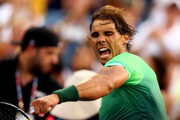 NEW YORK, NY - SEPTEMBER 02:  Rafael Nadal of Spain reacts after defeating Diego Schwartzman of Argentina during their Men's Singles Second Round match on Day Three of the 2015 US Open at the USTA Billie Jean King National Tennis Center on September 2, 2015 in the Flushing neighborhood of the Queens borough of New York City.  (Photo by Clive Brunskill/Getty Images)