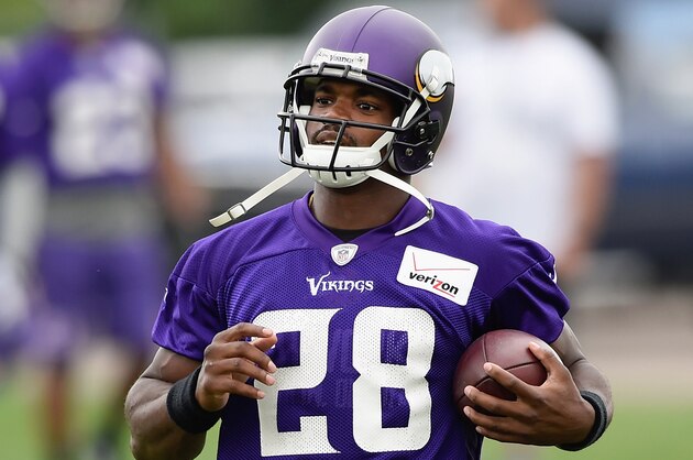 EDEN PRAIRIE, MN - JUNE 4: Adrian Peterson #28 of the Minnesota Vikings runs a drill during practice on June 4, 2015 at Winter Park in Eden Prairie, Minnesota. (Photo by Hannah Foslien/Getty Images) EDEN PRAIRIE, MN - JUNE 4: Adrian Peterson #28 of the Minnesota Vikings runs a drill during practice on June 4, 2015 at Winter Park in Eden Prairie, Minnesota. (Photo by Hannah Foslien/Getty Images)