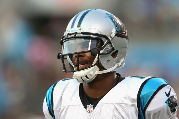 CHARLOTTE, NC - AUGUST 22:  Cam Newton #1 of the Carolina Panthers during their game at Bank of America Stadium on August 22, 2015 in Charlotte, North Carolina.  (Photo by Streeter Lecka/Getty Images)
