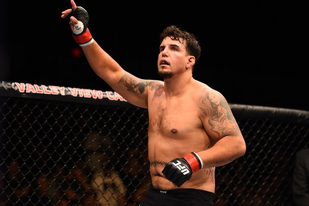 SAN DIEGO, CA - JULY 15:   Frank Mir enters the Octagon before facing Todd Duffee in their heavyweight bout during the UFC event at the Valley View Casino Center on July 15, 2015 in San Diego, California. (Photo by Jeff Bottari/Zuffa LLC/Zuffa LLC via Getty Images)