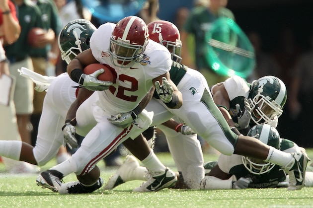 ORLANDO, FL - JANUARY 01:  Mark Ingram #22 of the Alabama Crimson Tide rushes during the Capitol One Bowl against the Michigan State Spartans at the Florida Citrus Bowl on January 1, 2011 in Orlando, Florida.  (Photo by Mike Ehrmann/Getty Images)
