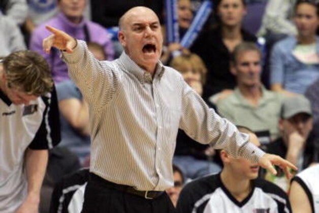 NEW ZEALAND - AUGUST 19:  New Zealand Tall Blacks coach Tab Baldwin directs play against the Australian Boomers in their Oceania Championships Basketball match played at the Manukau Events Centre in Auckland, New Zealand, Saturday, August 19th, 2005.  (Photo by Phil Walter/Getty Images)