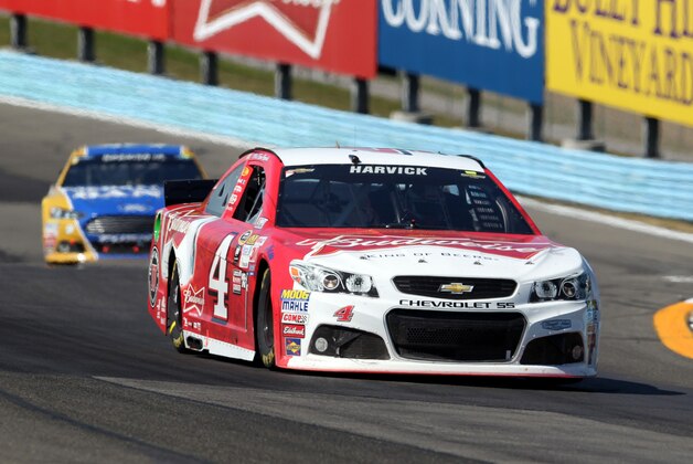 Aug 9, 2015; Watkins Glen, NY, USA; Sprint Cup Series driver Kevin Harvick (4) during the Cheez-It 355 at Watkins Glen International. Mandatory Credit: Timothy T. Ludwig-USA TODAY Sports