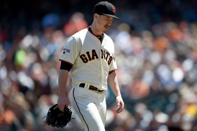 SAN FRANCISCO, CA - JUNE 16:  Tim Lincecum #55 of the San Francisco Giants walks back to the dugout after he was taken out of th game against the Seattle Mariners in the top of the six inning at AT&T Park on June 16, 2015 in San Francisco, California.  (Photo by Thearon W. Henderson/Getty Images)
