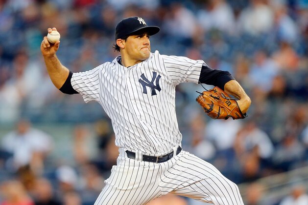 NEW YORK, NY - AUGUST 24:  Nathan Eovaldi #30 of the New York Yankees in action against the Houston Astros at Yankee Stadium on August 24, 2015 in the Bronx borough of New York City. The Yankees defeated the Astros 1-0.  (Photo by Jim McIsaac/Getty Images)