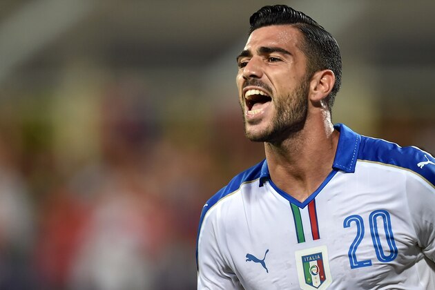 Italy's forward Graziano Pelle celebrates after scoring a goal during the Euro 2016 group H qualifying football match between Italy and Malta on September 3, 2015 at the Artemio Franchi stadium in Florence. AFP PHOTO / ALBERTO PIZZOLI        (Photo credit should read ALBERTO PIZZOLI/AFP/Getty Images)