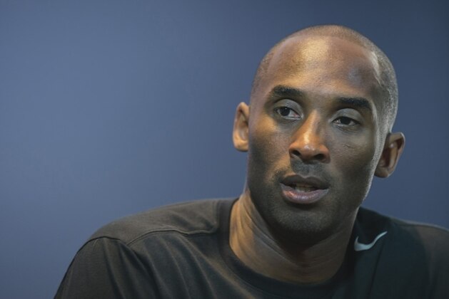 This photo taken on August 1, 2015 shows Los Angeles Lakers basketball star Kobe Bryant during an interview in Guangzhou, capital of southern China's Guangdong Province. Bryant is touring China from August 1-6 where he will visit Guangzhou, Shanghai and Taipei. CHINA OUT   AFP PHOTO        (Photo credit should read STR/AFP/Getty Images)