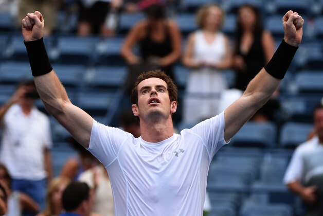 Andy Murray of the UK celebrates win over  Adrian Mannarino of France during the 2015 US Open men's singles round two match at the USTA Billie Jean King National Tennis Center September 3, 2015 in New York.        AFP PHOTO /  TIMOTHY  A. CLARY        (Photo credit should read TIMOTHY A. CLARY/AFP/Getty Images)