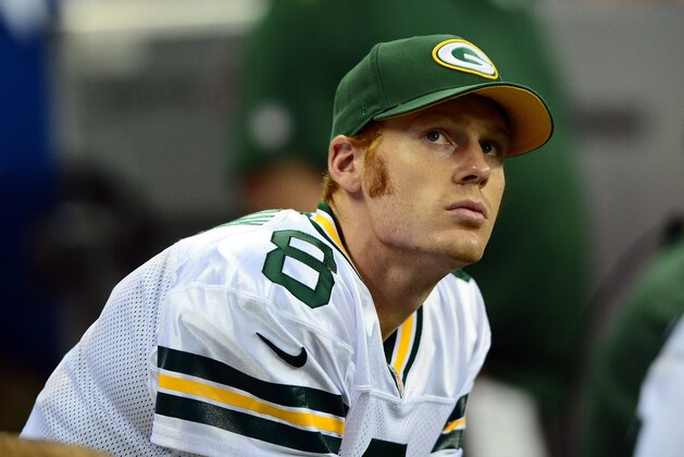 Sep 21, 2014; Detroit, MI, USA; Green Bay Packers punter Tim Masthay (8) against the Detroit Lions at Ford Field. Mandatory Credit: Andrew Weber-USA TODAY Sports