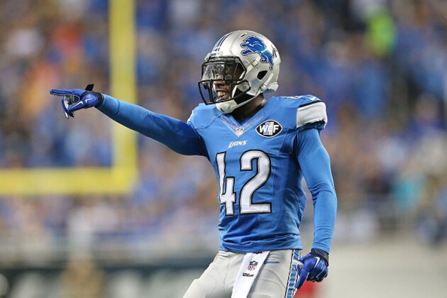 DETROIT, MI - SEPTEMBER 21: Isa Abdul-Quddus, Isa #42 of the Detroit Lions points to the sidelines during the game against the Green Bay Packers at Ford Field on September 21, 2014 in Detroit, Michigan. The Lions defeated the Packers 19-7. (Photo by Leon Halip/Getty Images) DETROIT, MI - SEPTEMBER 21: Isa Abdul-Quddus, Isa #42 of the Detroit Lions points to the sidelines during the game against the Green Bay Packers at Ford Field on September 21, 2014 in Detroit, Michigan. The Lions defeated the Packers 19-7. (Photo by Leon Halip/Getty Images)
