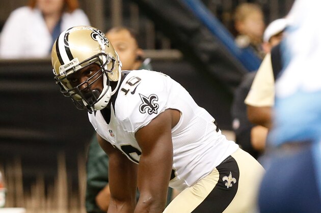 Aug 15, 2014; New Orleans, LA, USA; New Orleans Saints wide receiver Brandon Coleman (16) against the Tennessee Titans during a preseason game at Mercedes-Benz Superdome. Mandatory Credit: Derick E. Hingle-USA TODAY Sports