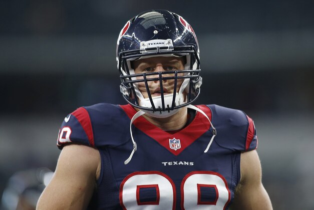 Sep 3, 2015; Arlington, TX, USA; Houston Texans defensive end J.J. Watt (99) on the field before the game against the Dallas Cowboys at AT&T Stadium. Mandatory Credit: Tim Heitman-USA TODAY Sports