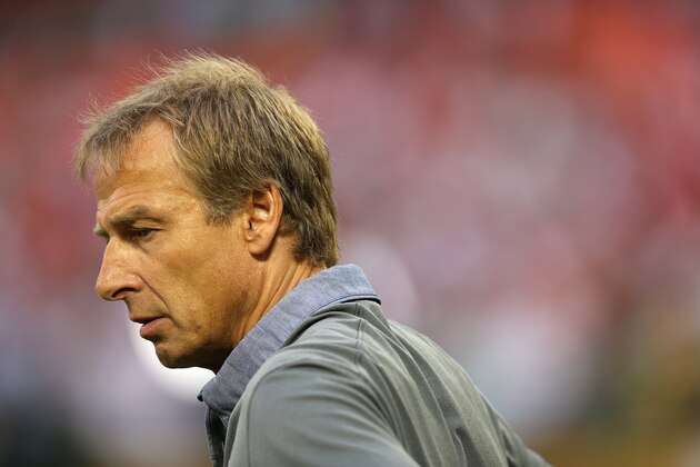 WASHINGTON, DC - SEPTEMBER 04: Head coach Jurgen Klinsmann of the United States looks on before playing Peru during an international friendly at RFK Stadium on September 4, 2015 in Washington, DC. (Photo by Patrick Smith/Getty Images)