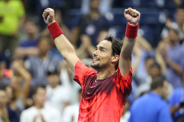 NEW YORK, NY - SEPTEMBER 04:  Fabio Fognini of Italy celebrates after defeating Rafael Nadal of Spain on Day Five of the 2015 US Open at the USTA Billie Jean King National Tennis Center on September 4, 2015 in the Flushing neighborhood of the Queens borough of New York City.  (Photo by Streeter Lecka/Getty Images)
