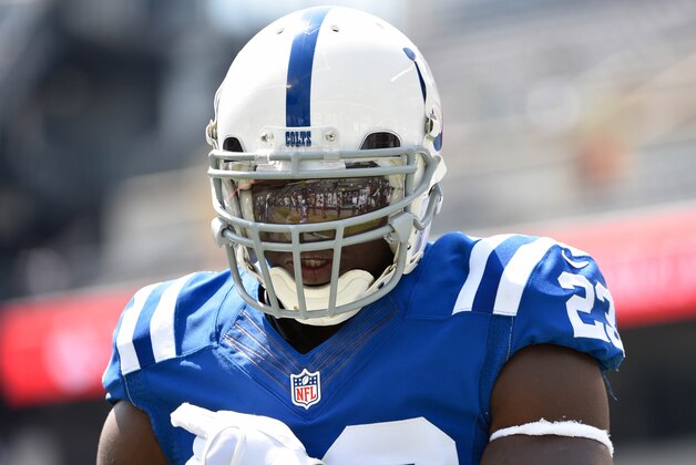 Aug 16, 2015; Philadelphia, PA, USA; Indianapolis Colts running back Frank Gore (23) warms up before a preseason NFL football game against the Philadelphia Eagles at Lincoln Financial Field. Mandatory Credit: Derik Hamilton-USA TODAY Sports