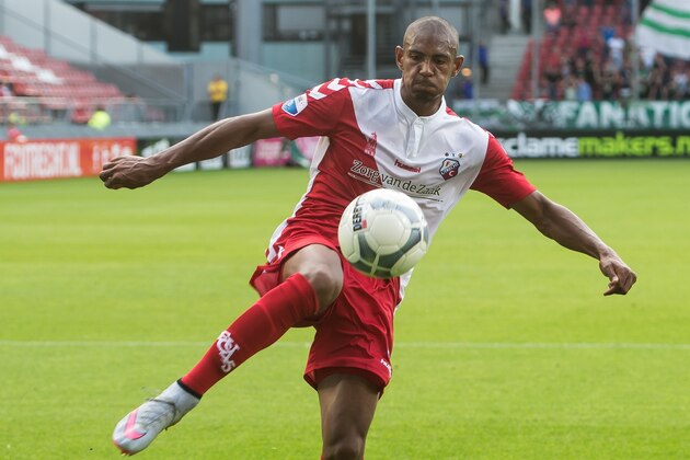 Sebastien Haller of FC Utrecht during the Dutch Eredivisie match between FC Utrecht and FC Groningen at the Galgenwaard Stadium on August 29, 2015 in Utrecht, The Netherlands(Photo by VI Images via Getty Images)