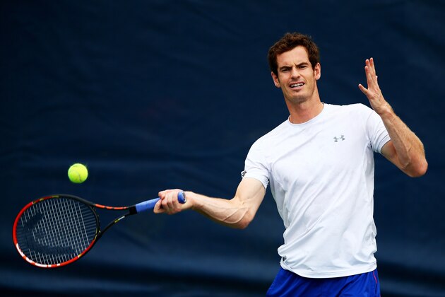 NEW YORK, NY - SEPTEMBER 04:  Andy Murray of Great Britain takes part in a practice session on Day Five of the 2015 US Open at the USTA Billie Jean King National Tennis Center on September 4, 2015 in the Flushing neighborhood of the Queens borough of New York City.  (Photo by Clive Brunskill/Getty Images)